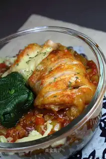 Roasted cheese chicken with rice