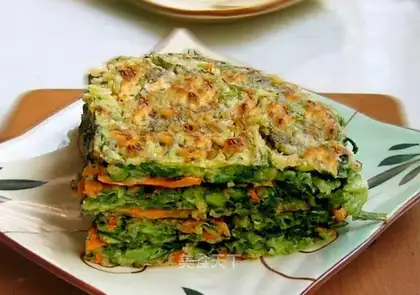 Noodles, vegetables, pancakes