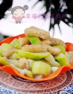 stir-fried dough sticks with garlic and loofah