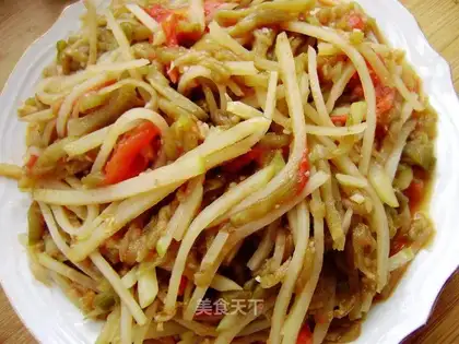 Tomatoes, eggplant, shredded potatoes