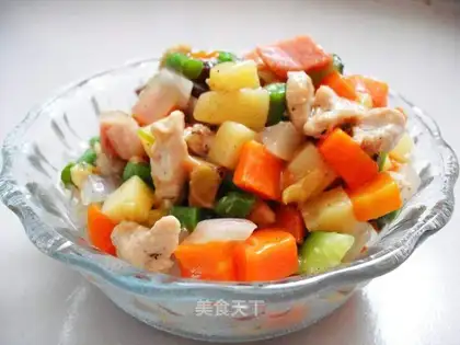 Colorful diced chicken