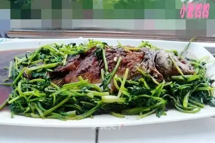 Roasted crucian carp and cilantro