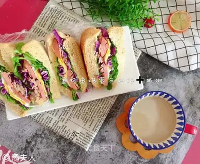 A tuna egg sandwich
