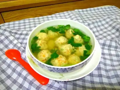 Three chicken meatball soup