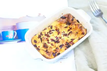 Milk eggs and toast pudding