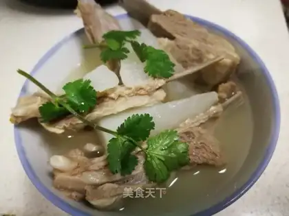 A lamb chop and radish