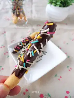 Chocolate decorated finger cookies
