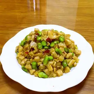 Rhodish and fried beans