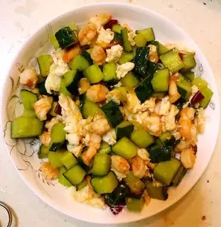 cucumber shrimp fried eggs