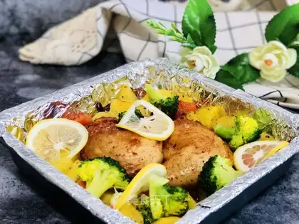 Turkish veggie roast chicken leg
