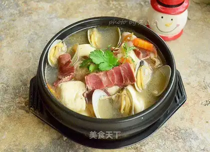 Ham fresh tofu soup