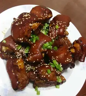 Red burning pig hoof