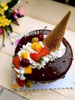 Chocolate cream fruit cake