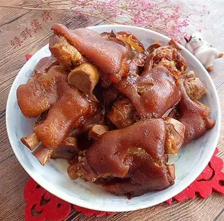 Red burning pig hoof