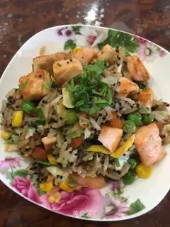 The salmon, the quinoa, the rice