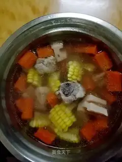 Lotus carrots, cornbone soup