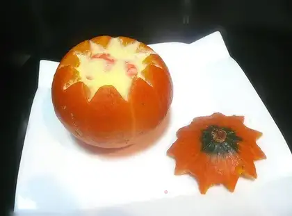 Golden melon egg custard