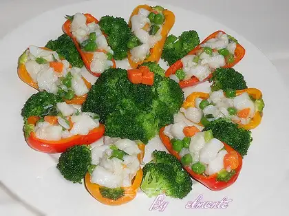 Orchid fish rice reflected colorful pepper