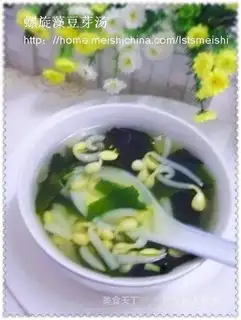 Spirulina bean sprouts soup