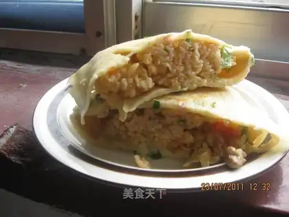 Egg cake with rice