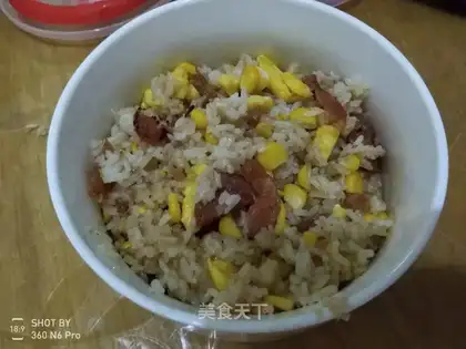Corn eggs and sausage fried rice