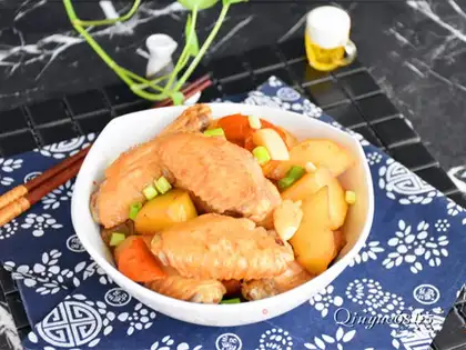 Soy carrots and potatoes and chicken wings