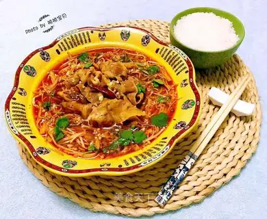 Boiled cow, golden mushrooms