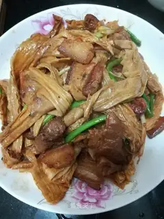 Puffy mushrooms and pork curds