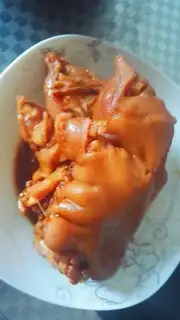 Red burning pig hoof