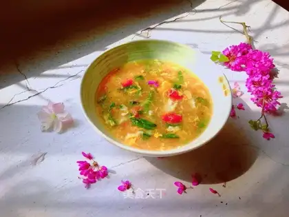 A radish, egg bouquet soup