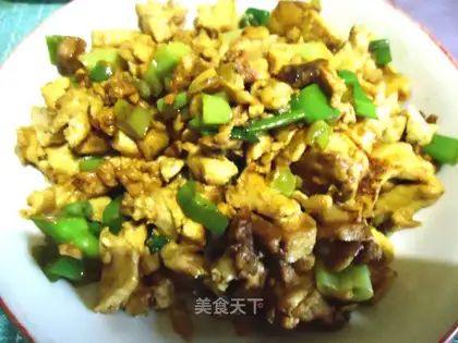 Braised tofu with green onions