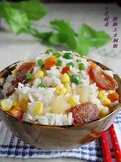 Braised rice with sausage and potato