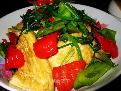 stir-fried tofu with double pepper