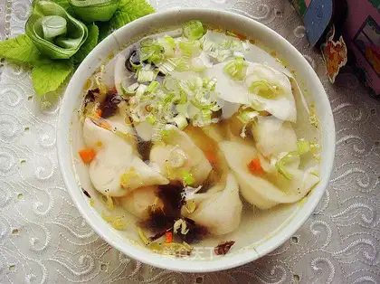 Tomato and egg wontons