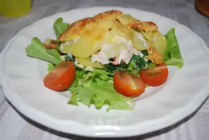 Spinach shrimp roasted potato