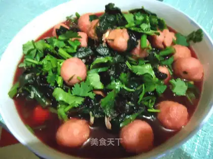 Amaranth shrimp ball soup