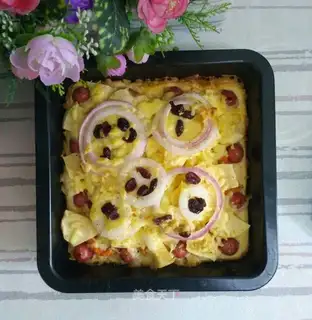 Red potato ham pizza