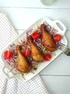 Roasted chicken leg from the sauerkraut