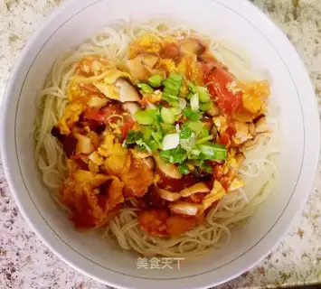 Eggplant egg mushroom noodles