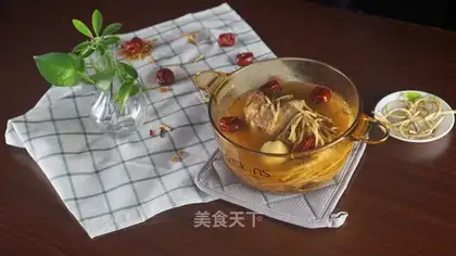 Fish herbs and oxen soup