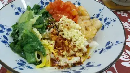 The dumplings, the oil, the noodles