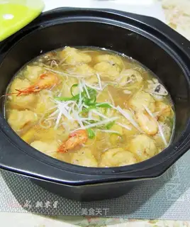 Tofu-covered shrimp casserole