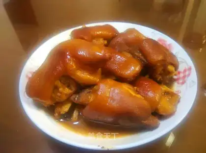 Red burning pig hoof