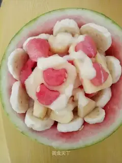 Watermelon apple pear banana salad