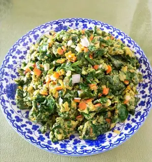 Celery leaves and fried eggs