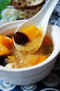 Pumpkin, red dates, and tremella soup