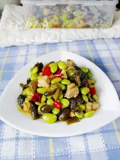stir-fried edame with pickles