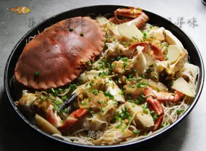 Steamed rice noodles with Huang Dao crab