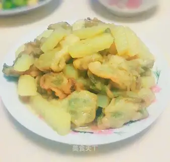 Celery leaves, potatoes