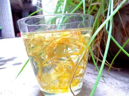 Homemade gold and silver tea